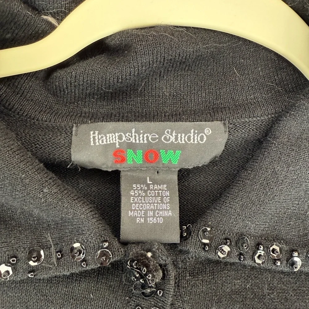Vintage Black Christmas Sequin and beaded Cardigan. - Picture 7 of 10